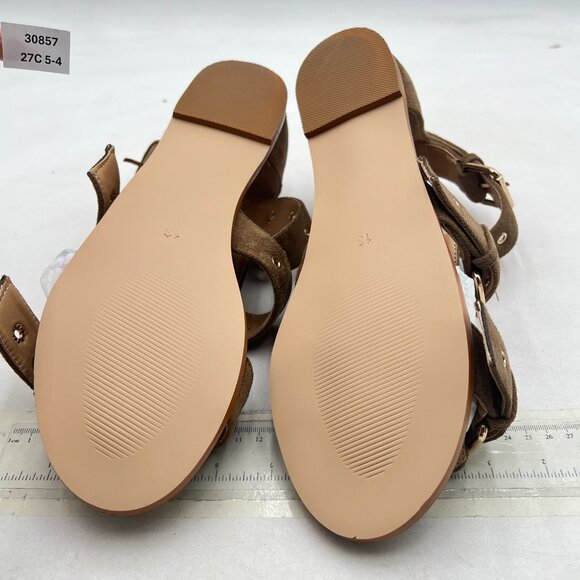 Tang'scuisins Goldenrod Strappy Gladiator Sandals Round Toe Buckle Strap Flats - Picture 7 of 8